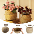 Luanqi Wicker Basket Toy Organizer Folding Rattan Seagrass Storage Basket Laundry Woven Basket Plant Flower Pot for Home Garden